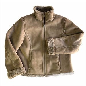 L.L. Bean Faux Suede Embroidered Jacket M Petite